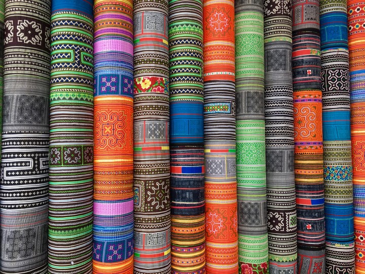 assorted-color rolled textile lot
