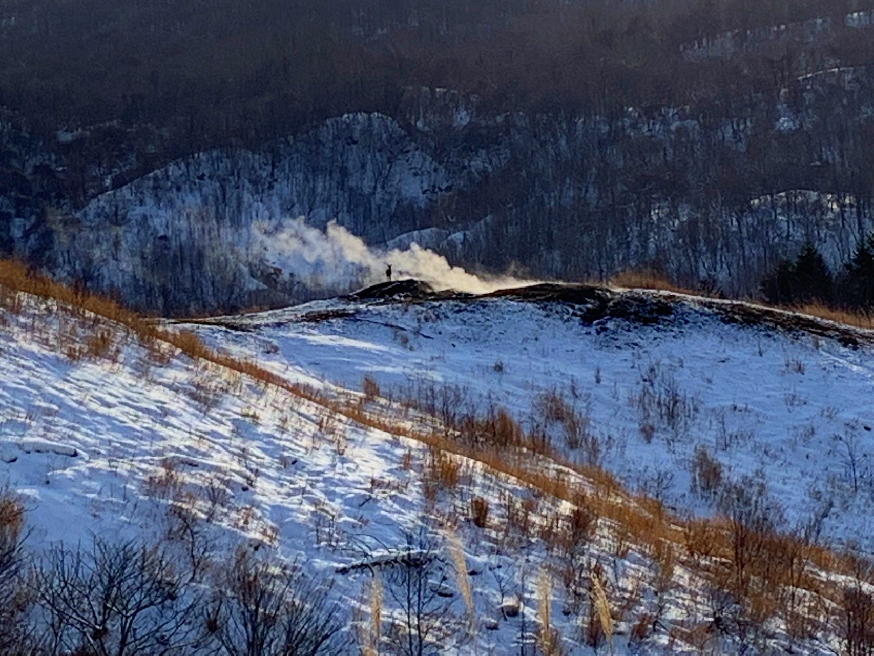 Crater was covered by snow