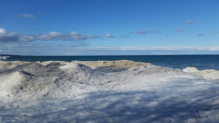 snow castles on the beach