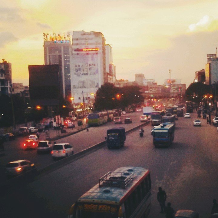 sunset in dhaka city