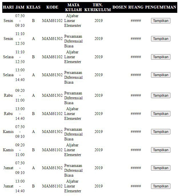 JADWAL SEMESTER PENDEK 2020