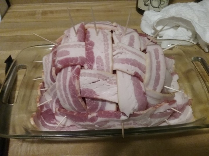 Basket weaved bacon ham. Snake river farms ham