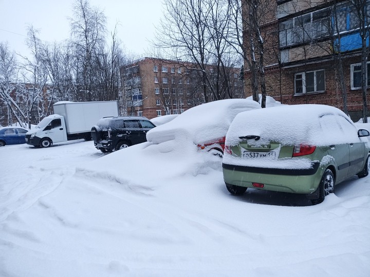 снег, машины