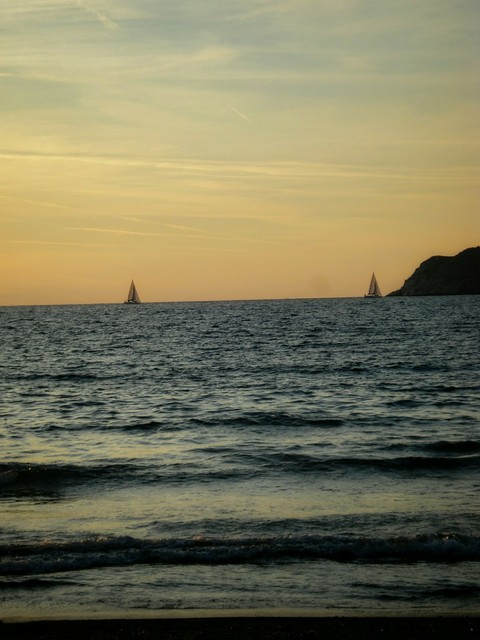 sunset in the island