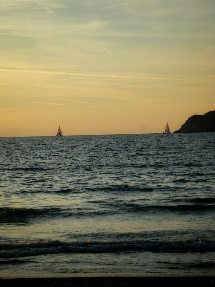 sunset in the island