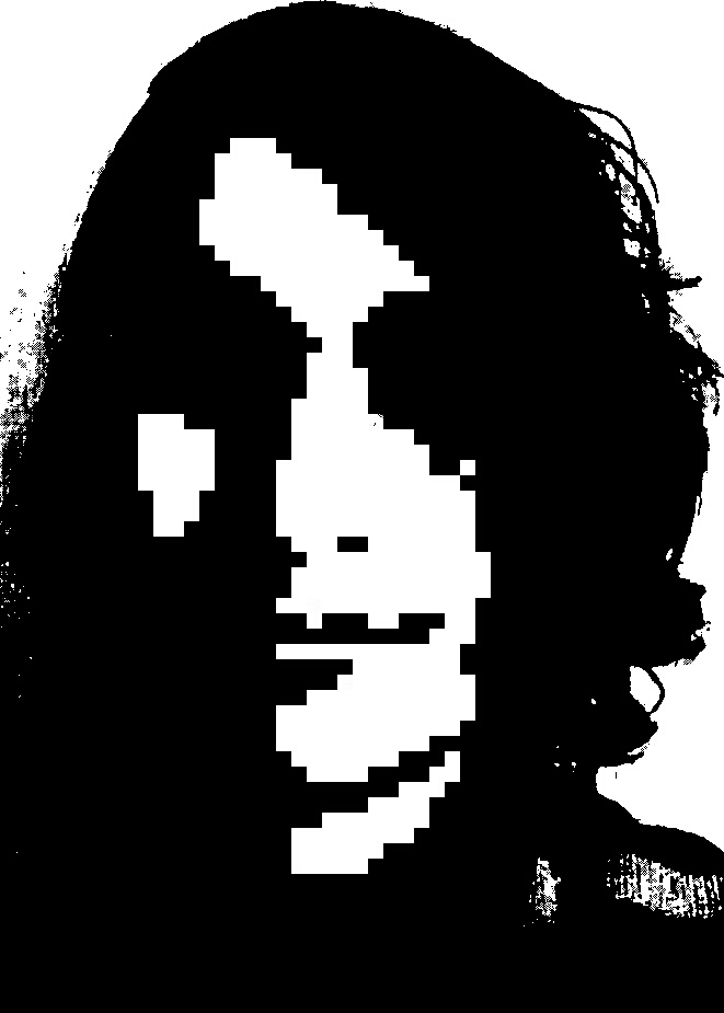 my face with loads of filters and pixelated.