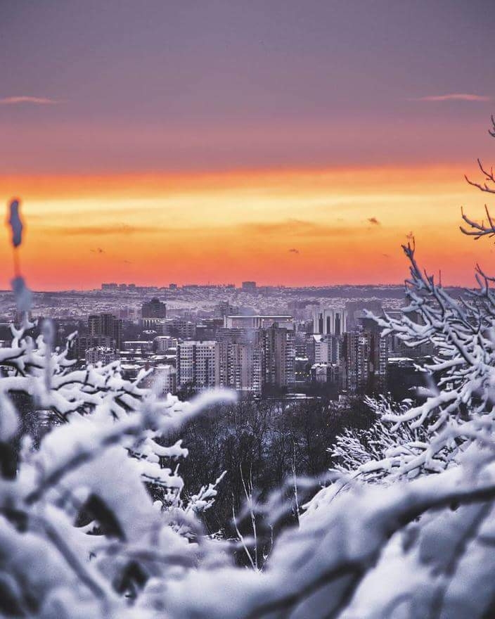 winter sunset in Moldova