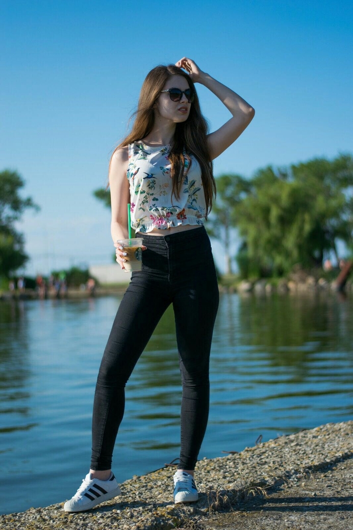 girl at lake