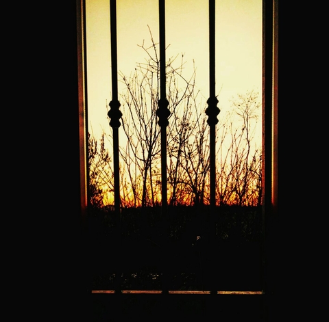 sunrise through window