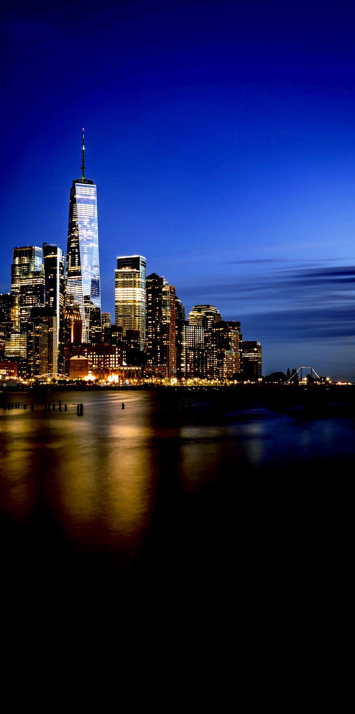 the night view of a port city