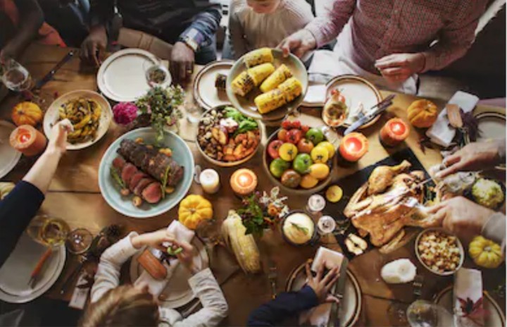 Sharing Thanksgiving meal with friends