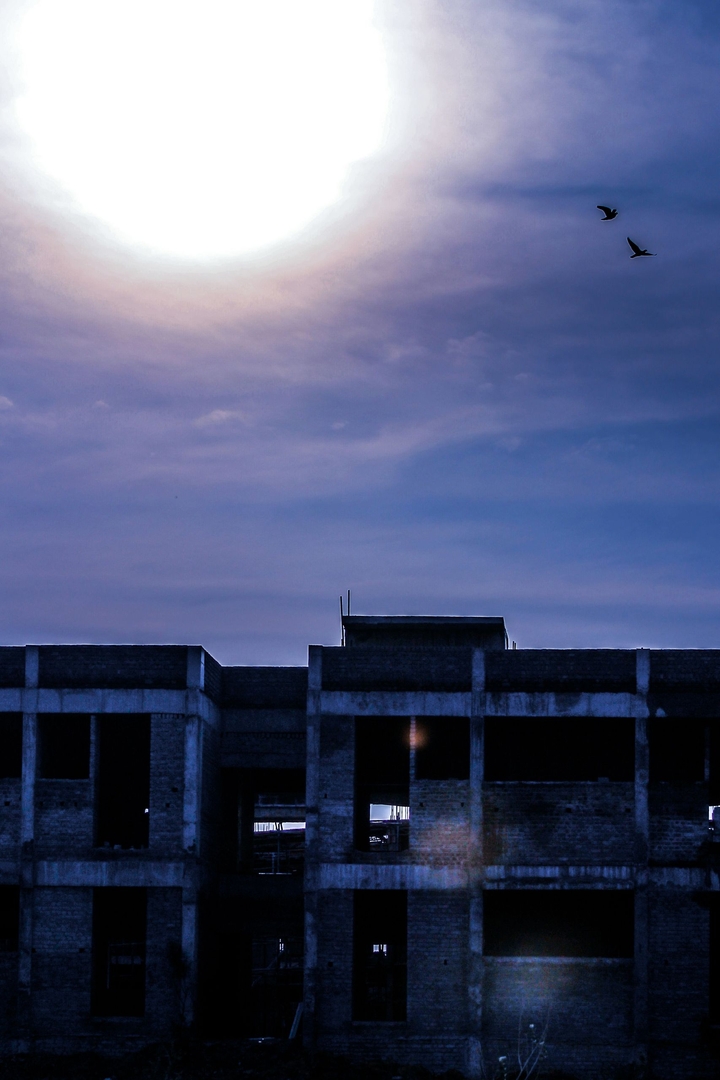 high contrast sunset