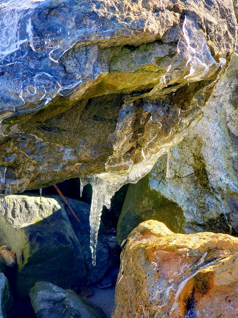 icy Boulder along the shore