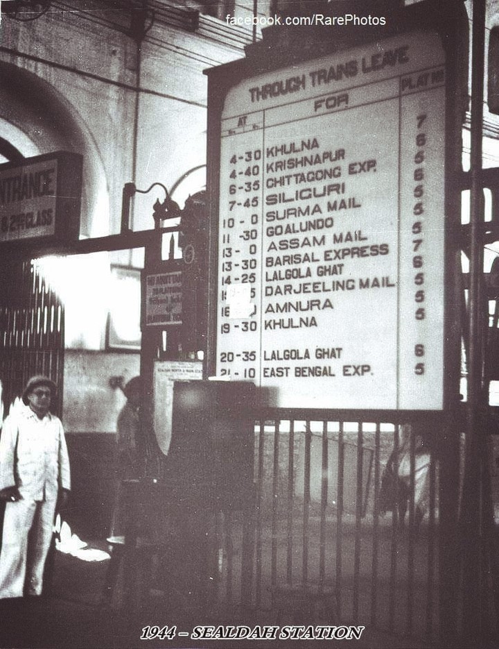 Time table at Sealdah before 1947.