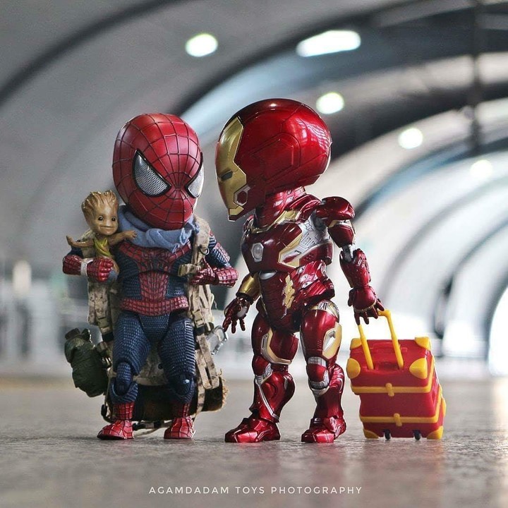 Spiderman, Iron-man, baby groot