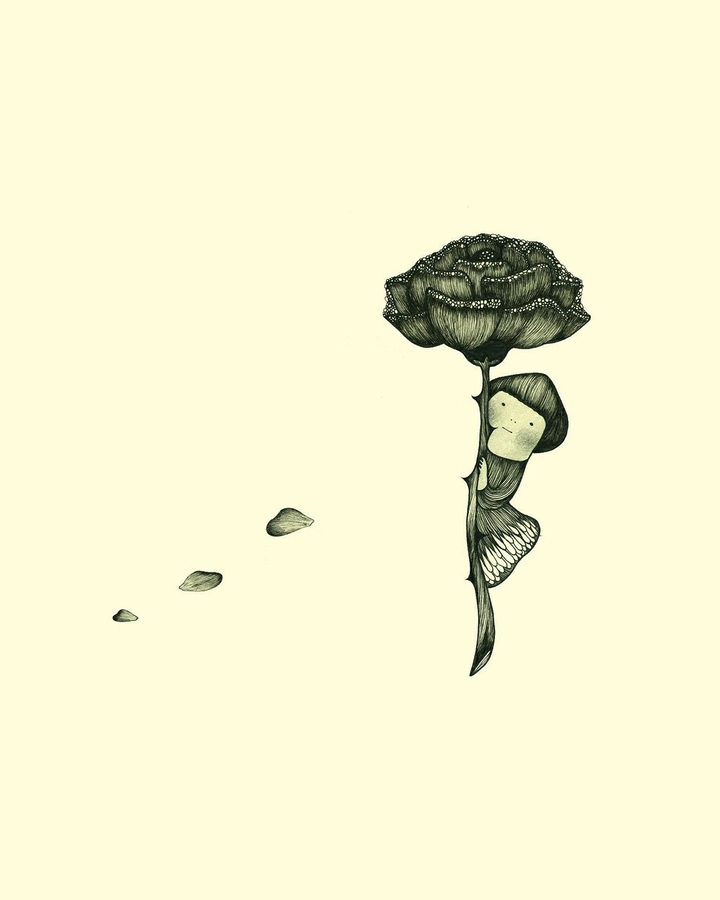 Behind a flower