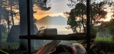 cooking while sunset