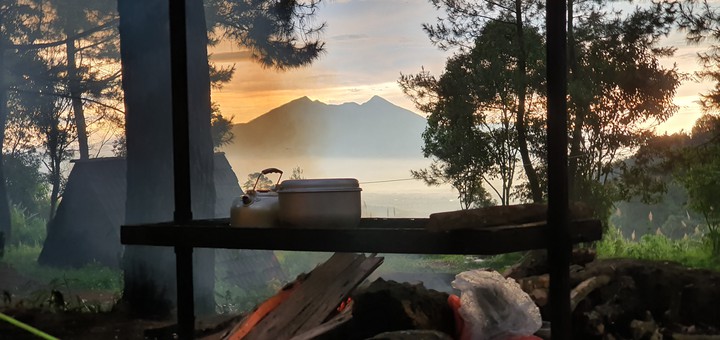 cooking while sunset