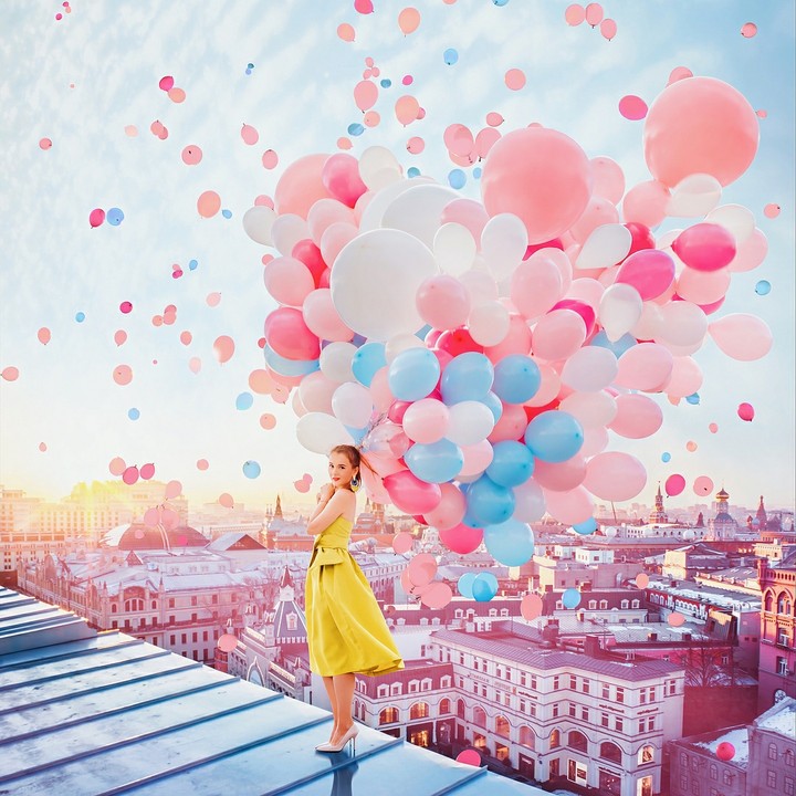 Girl with balloons