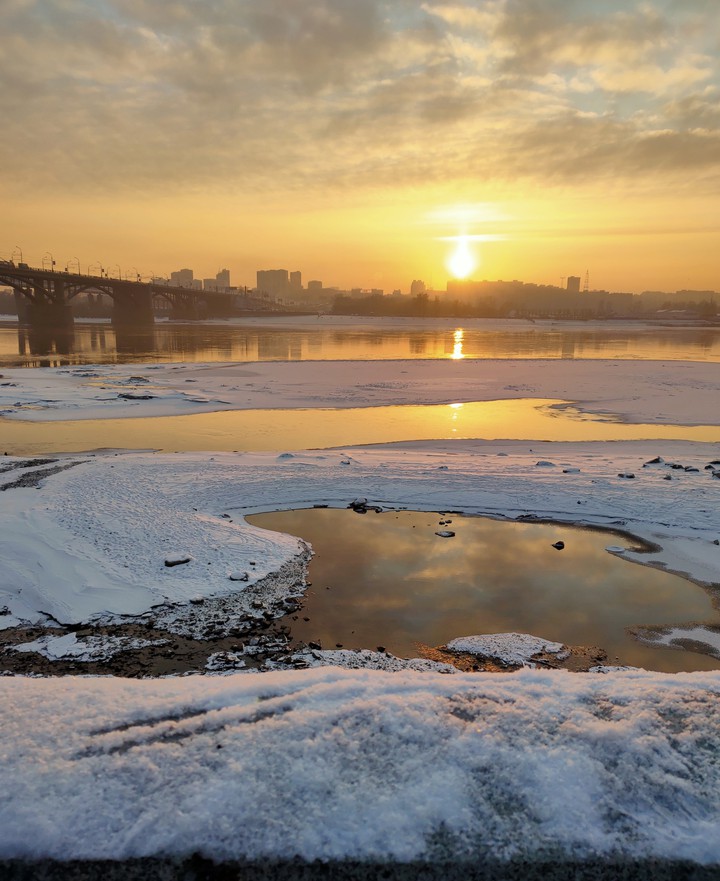 winter sunset in Siberia