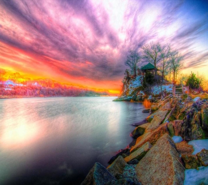закат солнца  природа
