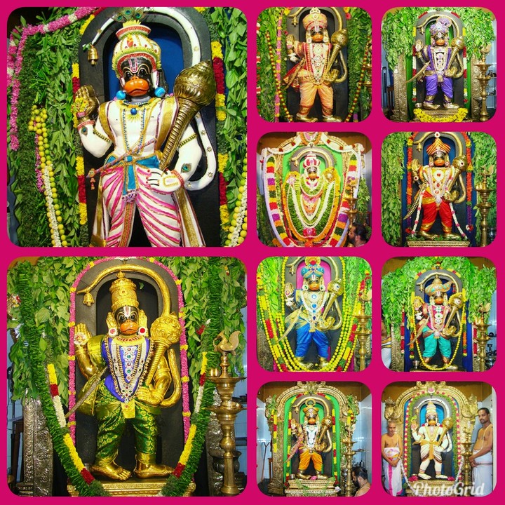 Lord Hanuman in different decorations.