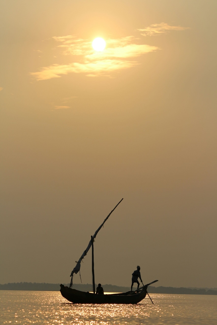 sunset in indian backwaters