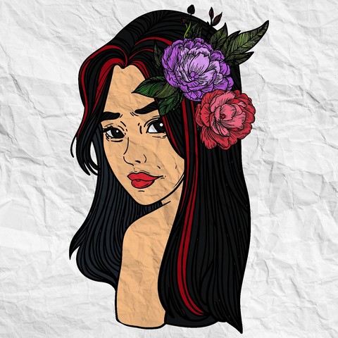 Girl colouring