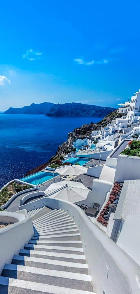sky, santorini壁紙