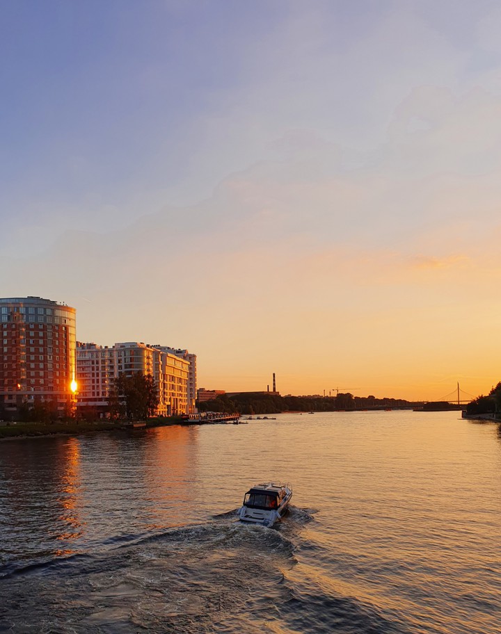 sunset on river