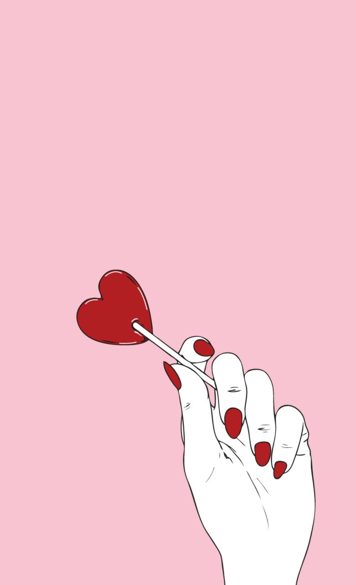 Red nails with heart