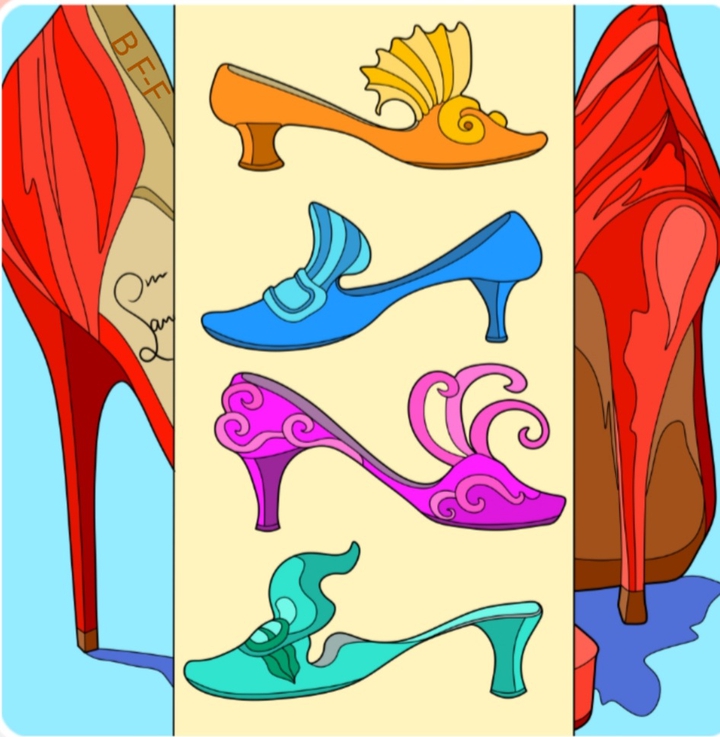 Verschiedene Farben von Schuhen Collage