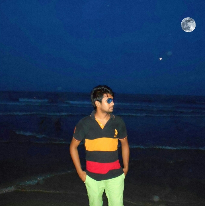 Night moon  beach location