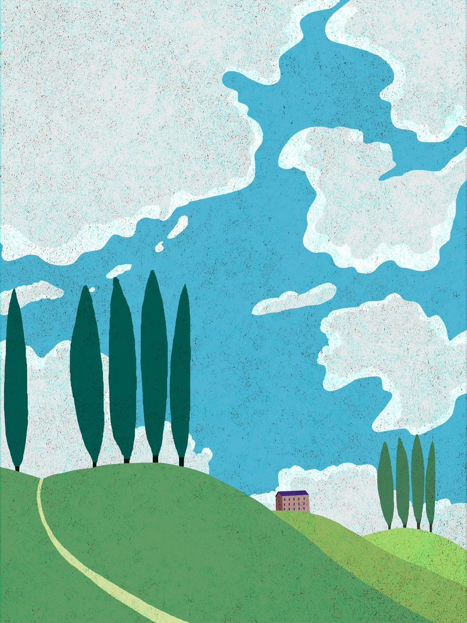 Blue Sky and Green Hill