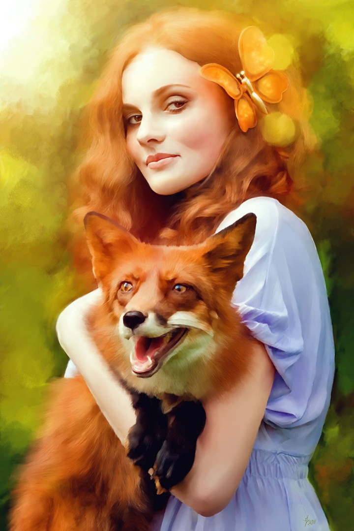 Fox and girl