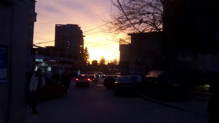 sunset , city