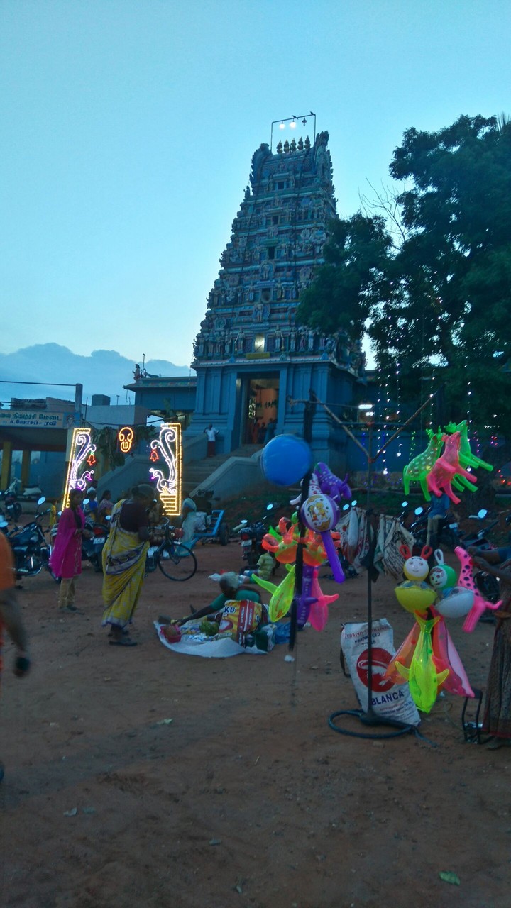 color full india evening village temple