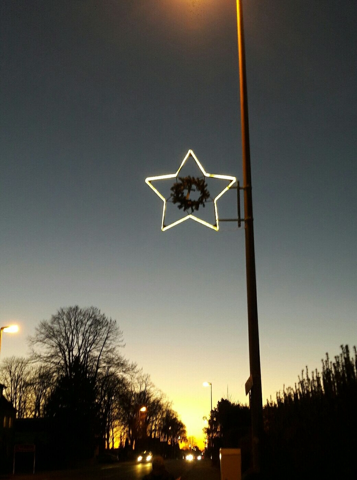 #star#sunset#street#trees