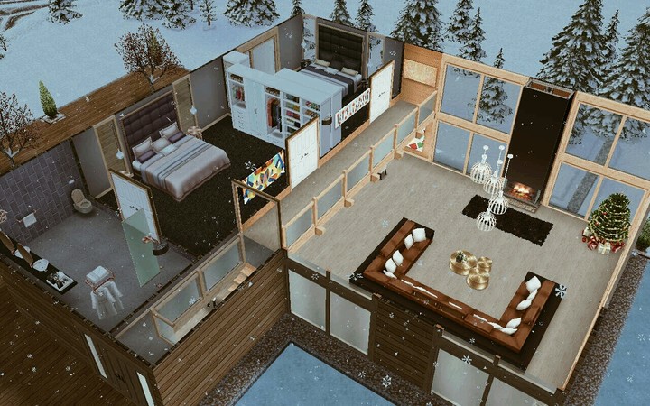Sims FreePlay новогодние шале 2 эт.