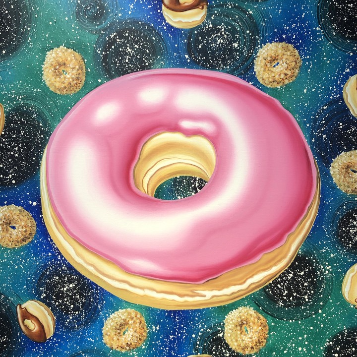 pop art pink doughnut
