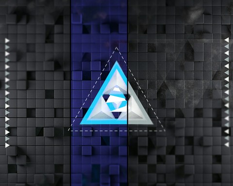 Blue & grey cubes split