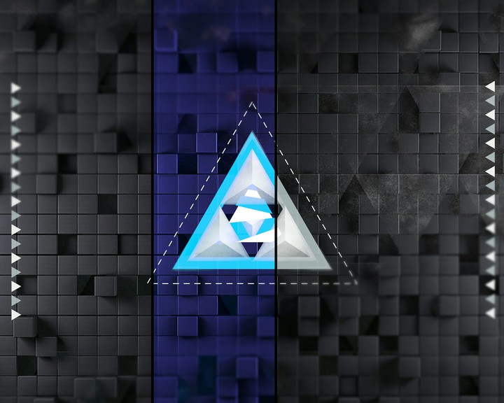 Blue & grey cubes split