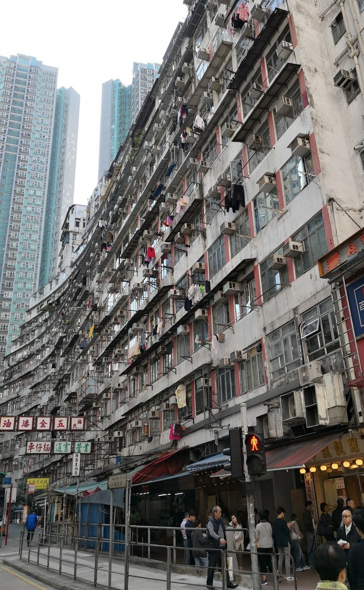 Skewed building in modern city
