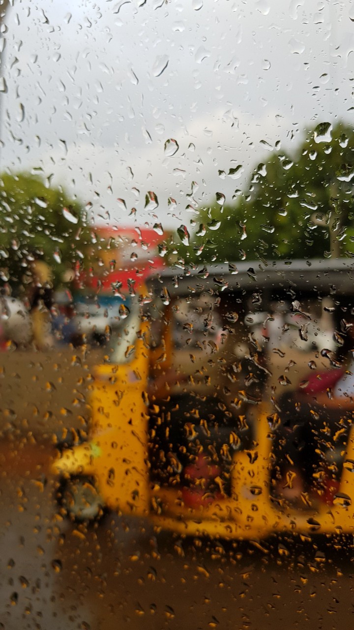 Raindrops on glass
