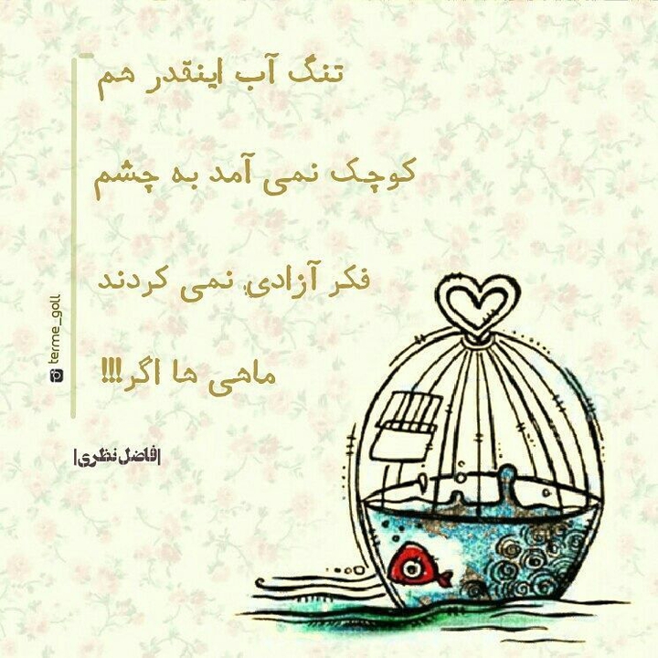 ماهی ک دلش بگیردتنگ ک هیچ دریاهم کوچکی میکند