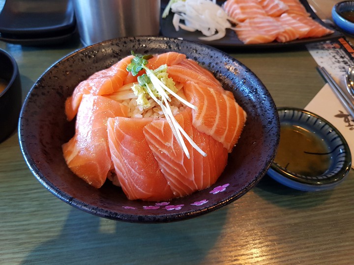 Salmon over rice