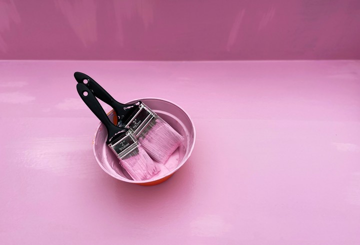 pink with brushes