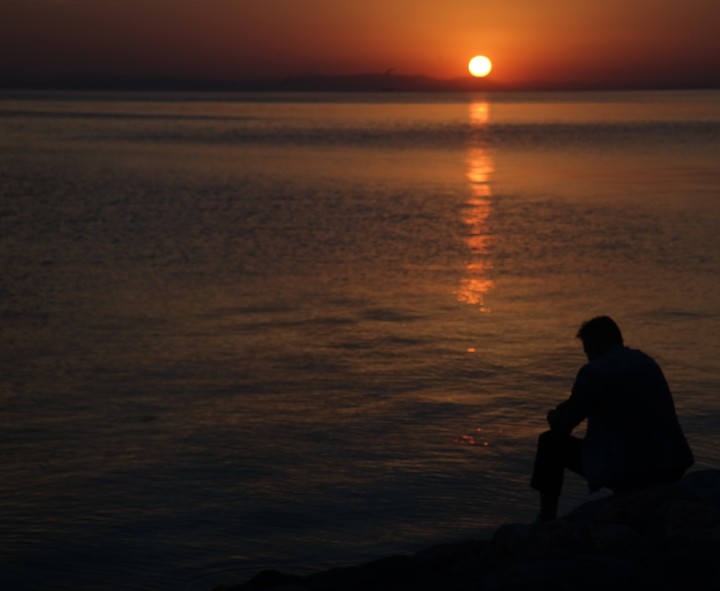 Being an alone with himself.
