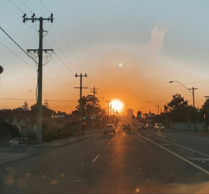 sunset on the street