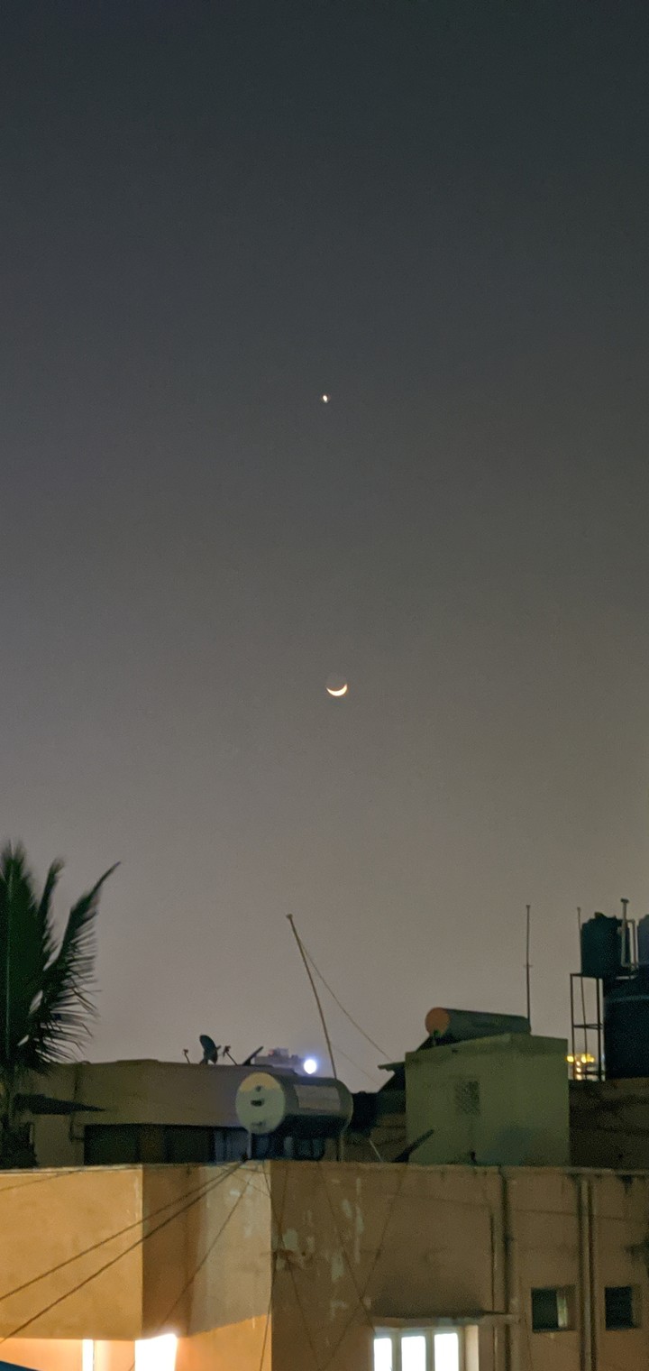 star and moon in line